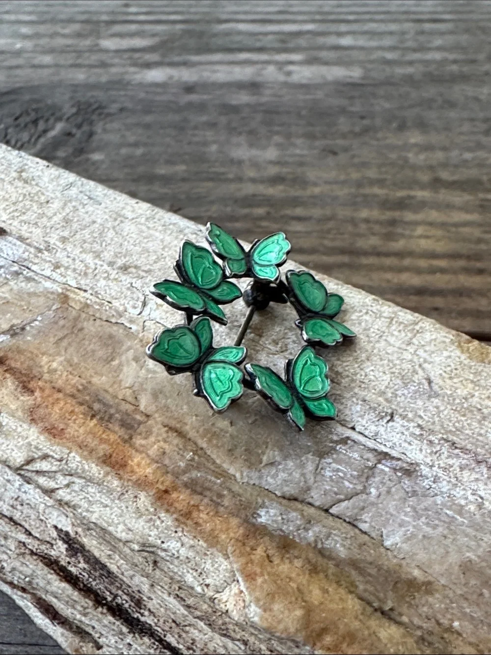 Volmer Bahner Denmark Sterling Silver and Enamel Butterfly Brooch